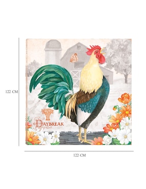 Cuadro decorativo Gallo Esmeralda al alba técnica mixta Cuadros Jr Animales Domésticos