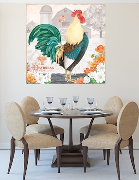 Cuadro decorativo Gallo Esmeralda al alba técnica mixta Cuadros Jr Animales Domésticos
