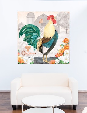 Cuadro decorativo Gallo Esmeralda al alba técnica mixta Cuadros Jr Animales Domésticos