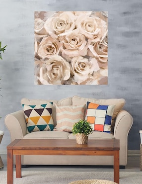 Cuadro decorativo Rosas de papel coral técnica mixta Cuadros Jr Arreglo Floral