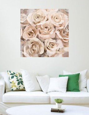 Cuadro decorativo Rosas de papel coral técnica mixta Cuadros Jr Arreglo Floral