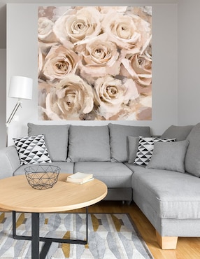 Cuadro decorativo Rosas de papel coral técnica mixta Cuadros Jr Arreglo Floral