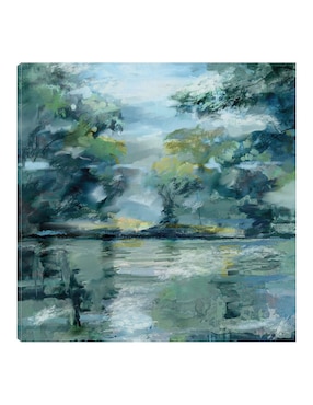 Cuadro decorativo Vista de la orilla del lago técnica mixta Cuadros Jr Lagos
