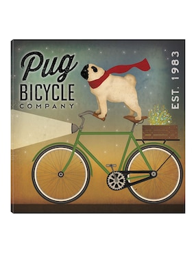 Cuadro decorativo Pug en una bicicleta técnica mixta Cuadros Jr Publicidad