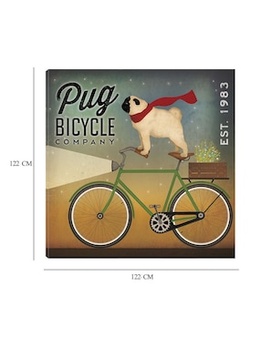 Cuadro decorativo Pug en una bicicleta técnica mixta Cuadros Jr Publicidad
