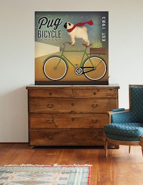 Cuadro decorativo Pug en una bicicleta técnica mixta Cuadros Jr Publicidad