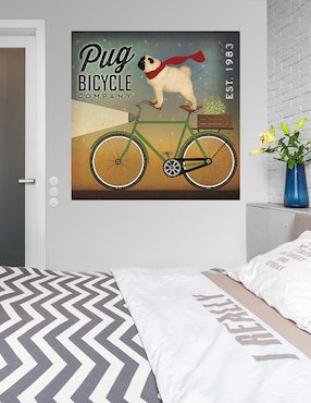 Cuadro decorativo Pug en una bicicleta técnica mixta Cuadros Jr Publicidad