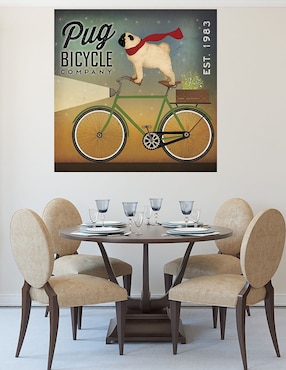 Cuadro decorativo Pug en una bicicleta técnica mixta Cuadros Jr Publicidad