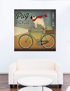 Cuadro decorativo Pug en una bicicleta técnica mixta Cuadros Jr Publicidad