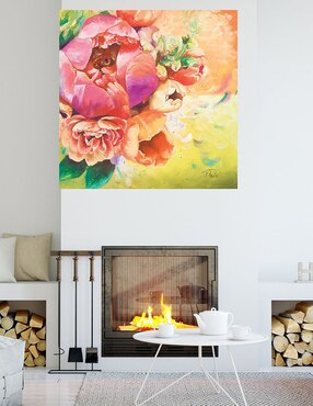 Cuadro decorativo Ramo de peonias I técnica mixta Cuadros Jr Arreglo Floral