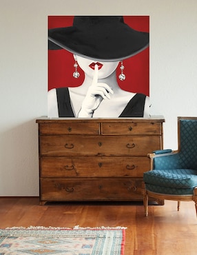 Cuadro decorativo Sombrero de copa rojo I técnica mixta Cuadros Jr Moda