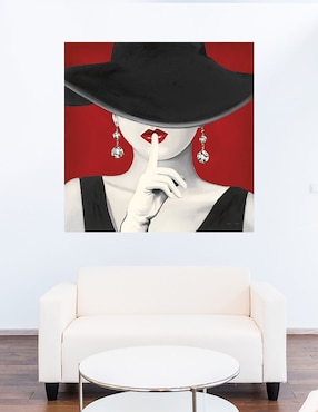 Cuadro decorativo Sombrero de copa rojo I técnica mixta Cuadros Jr Moda