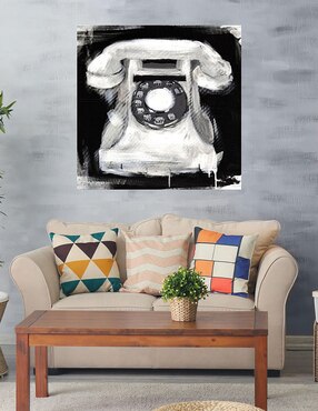 Cuadro decorativo Teléfono vintage técnica mixta Cuadros Jr Objetos