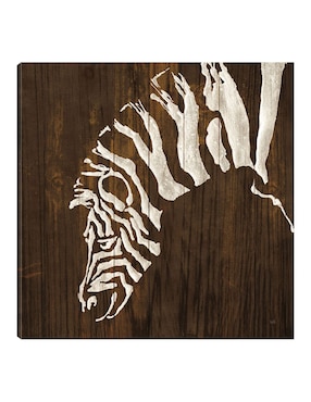 Cuadro Decorativo Zebra Blanca En Madera Oscura Técnica Mixta Cuadros Jr Vida Silvestre