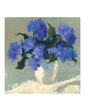 Cuadro Decorativo Ramo De Hortensias Azules Técnica Mixta Cuadros Jr Floreros