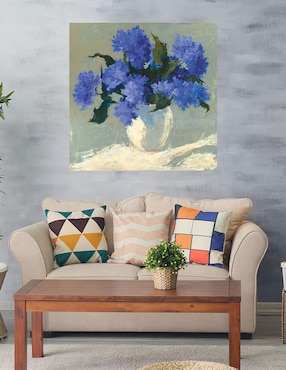 Cuadro decorativo Ramo de hortensias azules técnica mixta Cuadros Jr Floreros