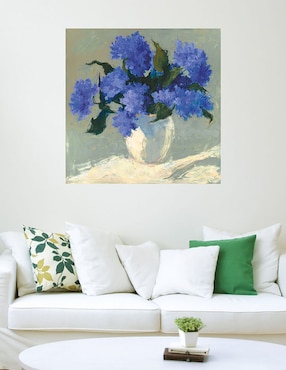 Cuadro decorativo Ramo de hortensias azules técnica mixta Cuadros Jr Floreros
