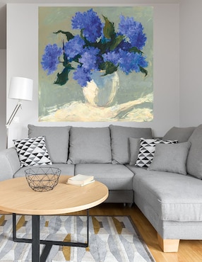 Cuadro decorativo Ramo de hortensias azules técnica mixta Cuadros Jr Floreros