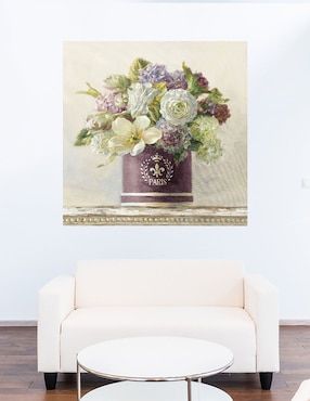 Cuadro decorativo Tulipanes en sombrerera técnica mixta Cuadros Jr Macetas