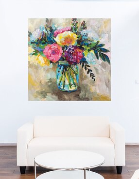 Cuadro decorativo Ramo en jarrón técnica mixta Cuadros Jr Floreros