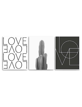 Cuadro decorativo Canvas Art set de love, love, love, love con barniz a registro