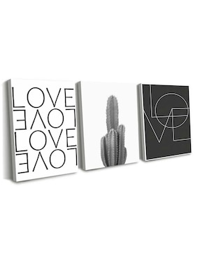 Cuadro decorativo Canvas Art set de love, love, love, love con barniz a registro