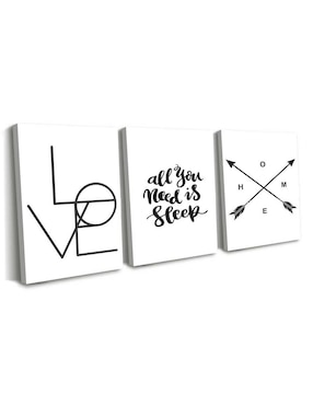 Cuadro decorativo Canvas Art set de frases necesito dormir con barniz a registro
