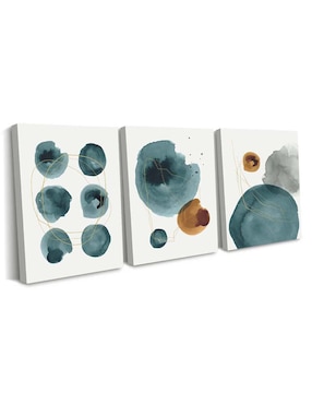 Cuadro decorativo Canvas Art set de círculos minimalistas azul con barniz a registro