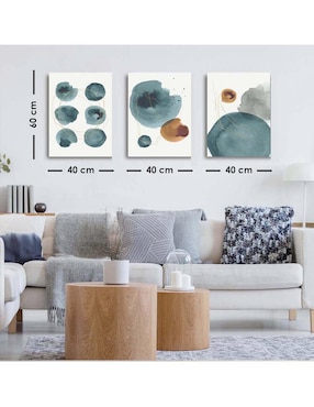 Cuadro decorativo Canvas Art set de círculos minimalistas azul con barniz a registro