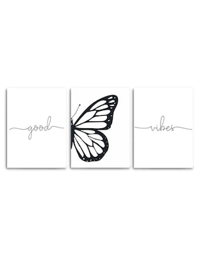 Cuadro Decorativo Canvas Art Set De Frase De Amor Con Mariposa Con Barniz A Registro