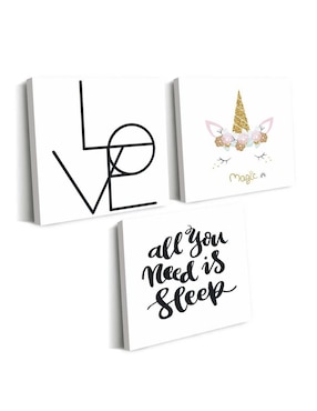 Cuadro decorativo Canvas Art set de necesitas dormir y amar con barniz a registro