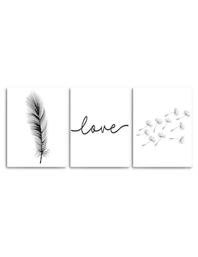 Cuadro decorativo Canvas Art set de elementos en negro con barniz a registro