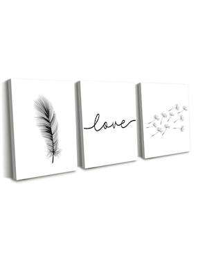 Cuadro decorativo Canvas Art set de elementos en negro con barniz a registro