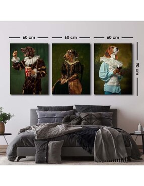 Cuadro decorativo Canvas Art set de perros clásicos con barniz a registro