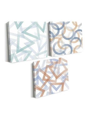 Cuadro decorativo Canvas Art set de repetición patrones geométricos con barniz a registro