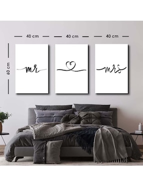 Cuadro decorativo Canvas Art set de señor y señora unidos con barniz a registro