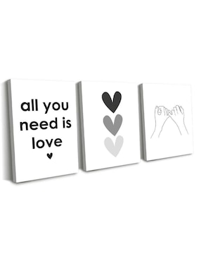 Cuadro decorativo Canvas Art set de amor en frases con barniz a registro