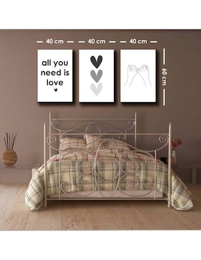 Cuadro decorativo Canvas Art set de amor en frases con barniz a registro
