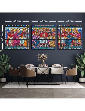 Cuadro decorativo Canvas Art set de última cena en cristal con barniz a registro