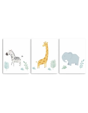 Cuadro Decorativo Canvas Art Set De Zoológico Genial Encantador Con Barniz A Registro