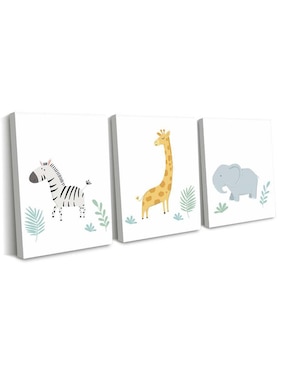 Cuadro decorativo Canvas Art set de zoológico genial encantador con barniz a registro
