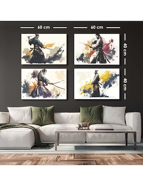 Cuadro decorativo Canvas Art set de artes marciales con katana con barniz a registro