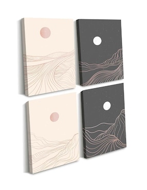 Cuadro decorativo Canvas Art set de simulación mar de día y noche con barniz a registro