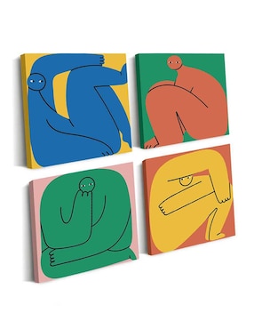Cuadro decorativo Canvas Art set de criaturas extrañas con barniz a registro