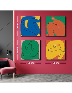 Cuadro decorativo Canvas Art set de criaturas extrañas con barniz a registro