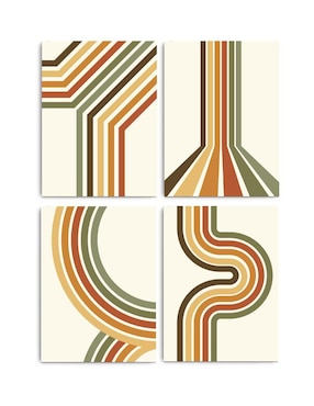 Cuadro decorativo Canvas Art set de fondo retro vintage rayas con barniz a registro
