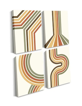 Cuadro decorativo Canvas Art set de fondo retro vintage rayas con barniz a registro
