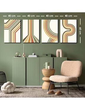 Cuadro decorativo Canvas Art set de fondo retro vintage rayas con barniz a registro