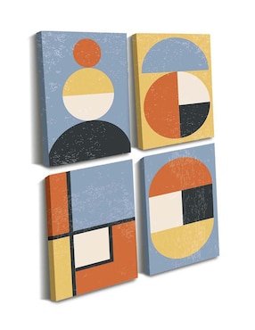 Cuadro decorativo Canvas Art set de indefinidas figuras geométricas con barniz a registro