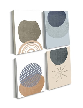 Cuadro decorativo Canvas Art set de manchas minimalistas varios colores con barniz a registro